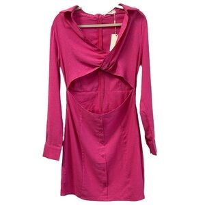 Simmi London Women’s NWT Pink Cut Out Long Sleeve Shirt Style Dress Sz 12‎